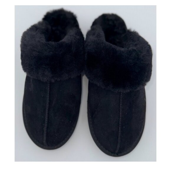 NWT-Designer Inspired Black Suede Fur Lined Platform Mules - 40/9 - Picture 2 of 8